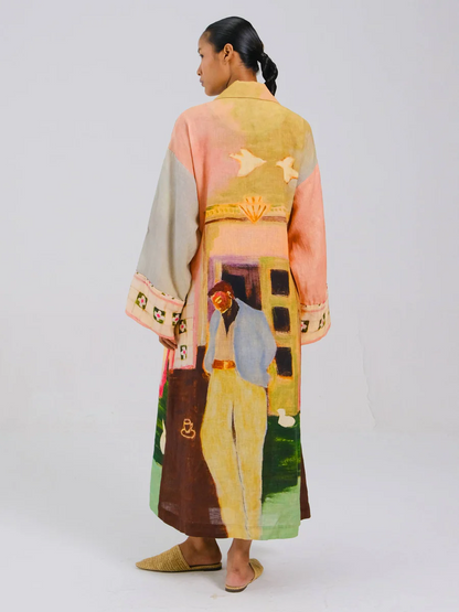 Multicolored Printed Duster Dress