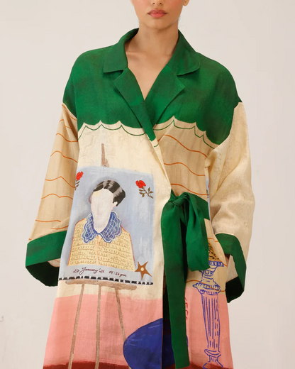 Multicolored Printed Duster Dress