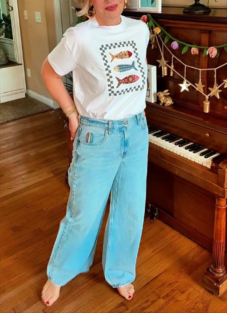 Oversized Coastal Fish Graphic Tee