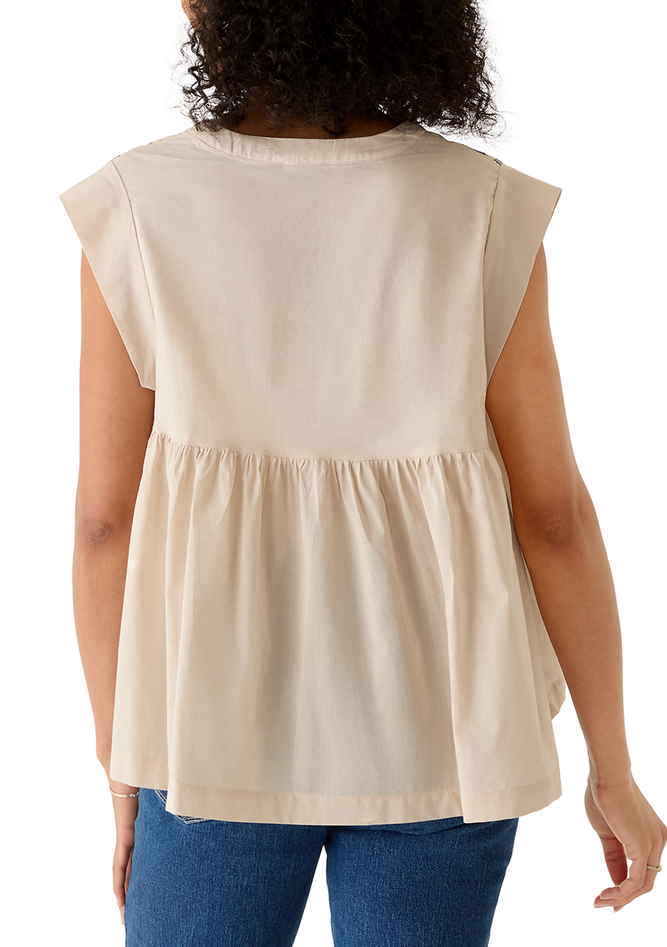 Cap Sleeve Printed Yoke Top