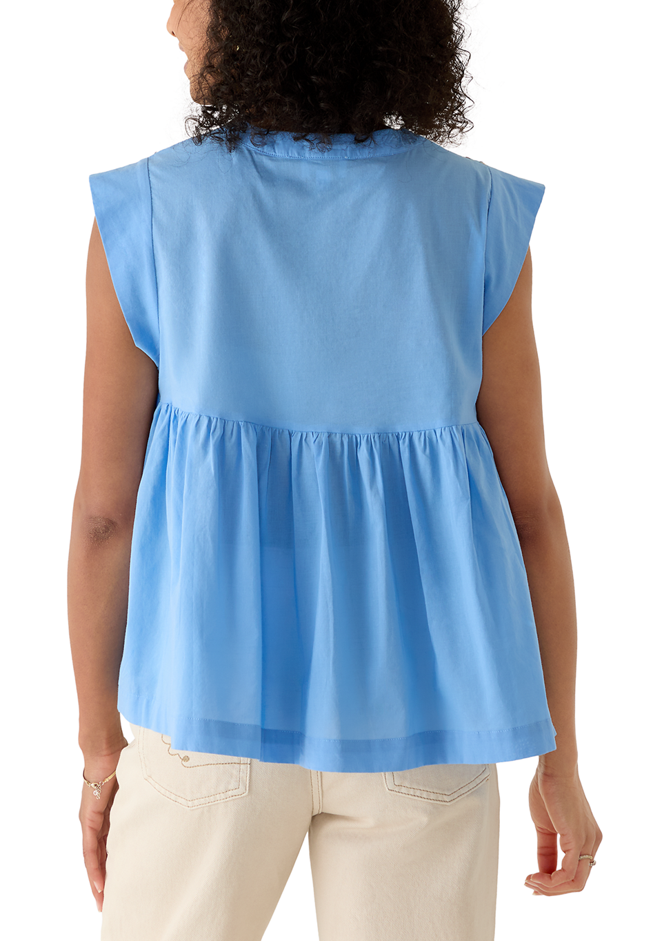 Cap Sleeve Printed Yoke Top