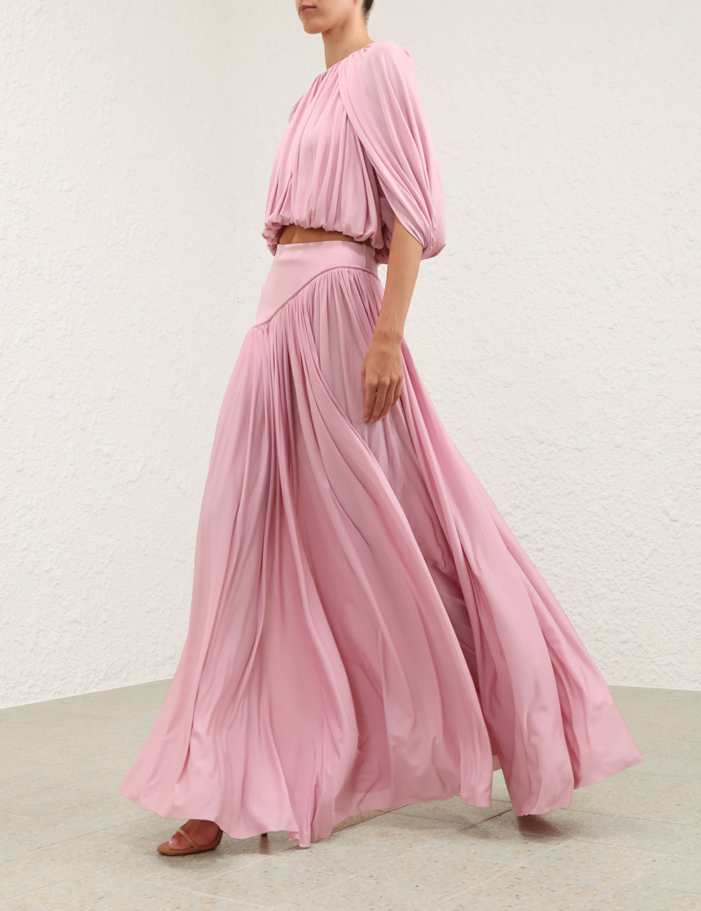 Elegant Sheer Pleated Dress Set