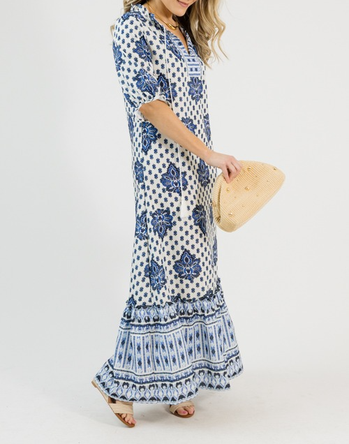 Printed Tassel Maxi, Blue