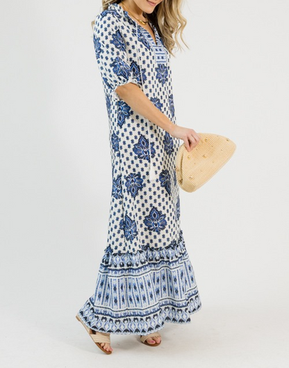 Printed Tassel Maxi, Blue