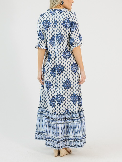Printed Tassel Maxi, Blue