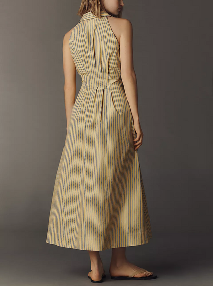 Striped sleeveless shirt dress