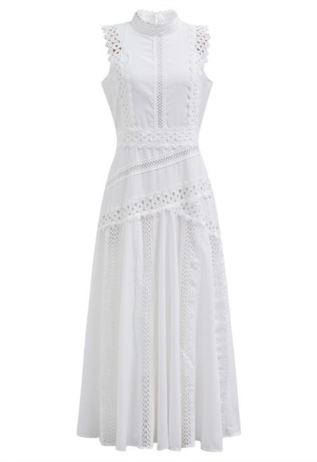 Elegance Lace Panelled Sleeveless Dress