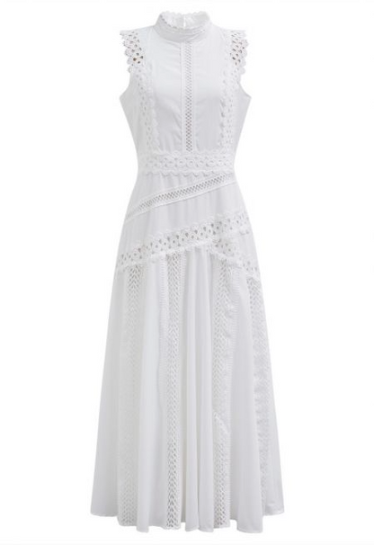 Elegance Lace Panelled Sleeveless Dress