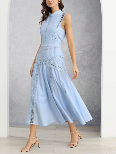Elegance Lace Panelled Sleeveless Dress