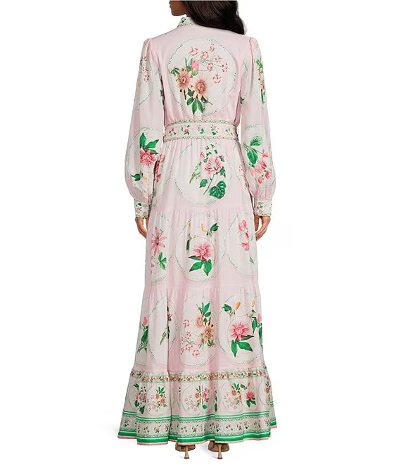 A-Line Flounce Hem Button Front Maxi Dress