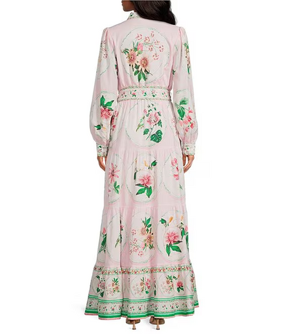 A-Line Flounce Hem Button Front Maxi Dress