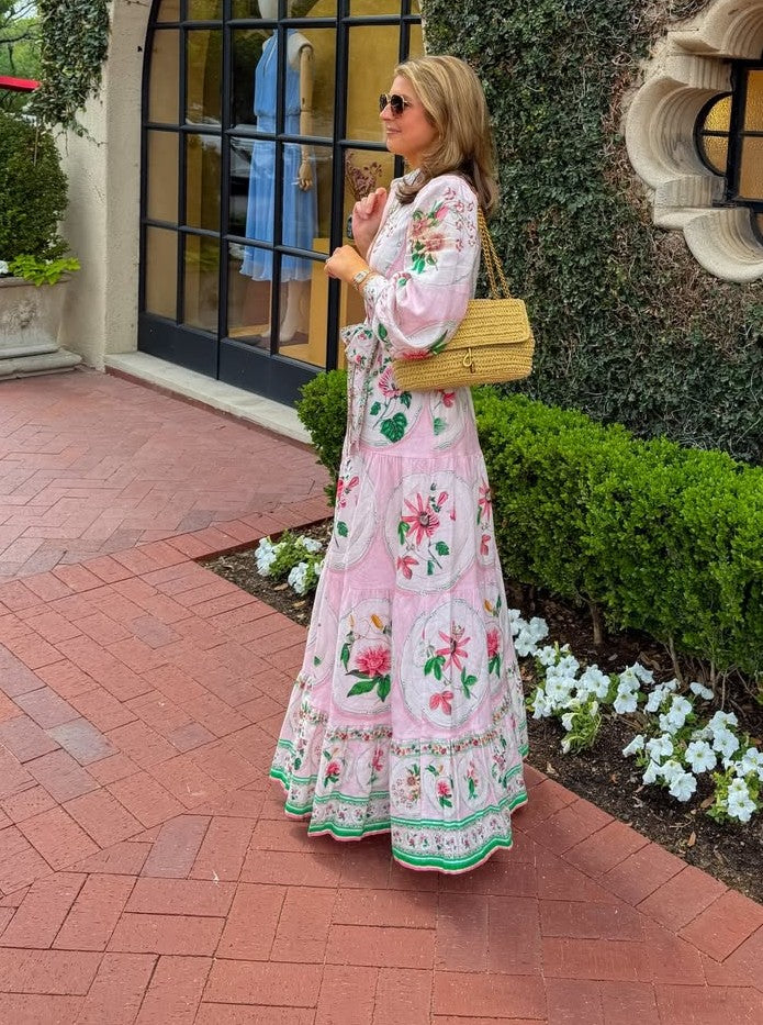 A-Line Flounce Hem Button Front Maxi Dress