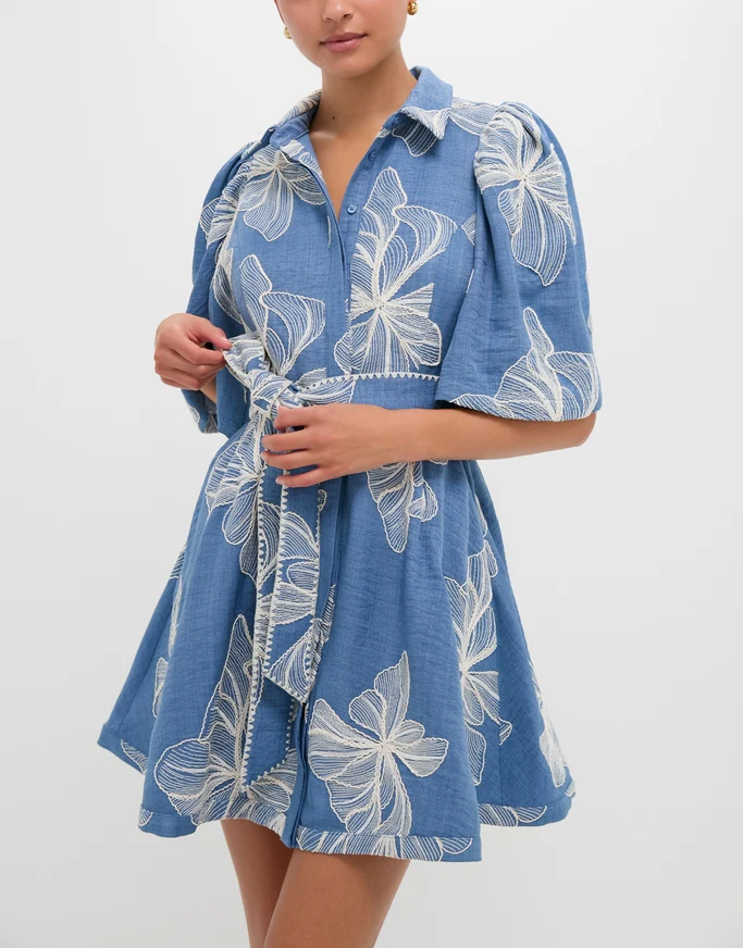 Ivory Printed Cindy Mini Dress