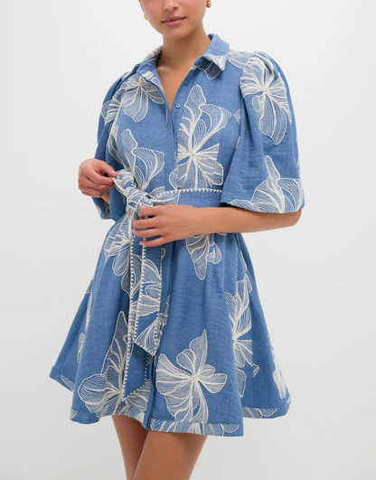 Ivory Printed Cindy Mini Dress