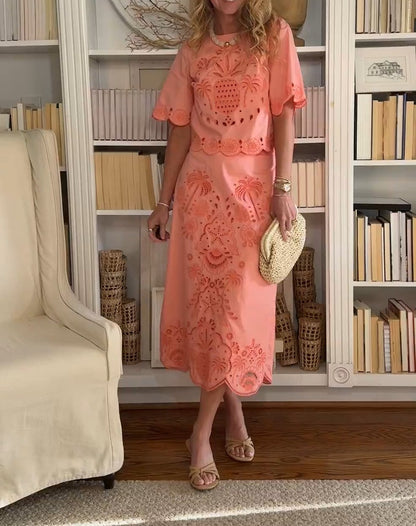 Lace-trimmed ruffle set