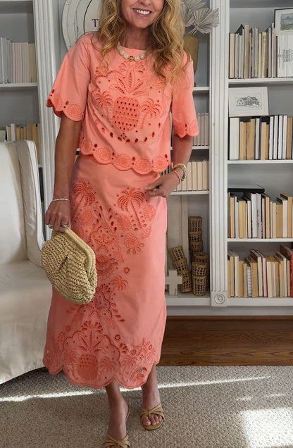 Lace-trimmed ruffle set