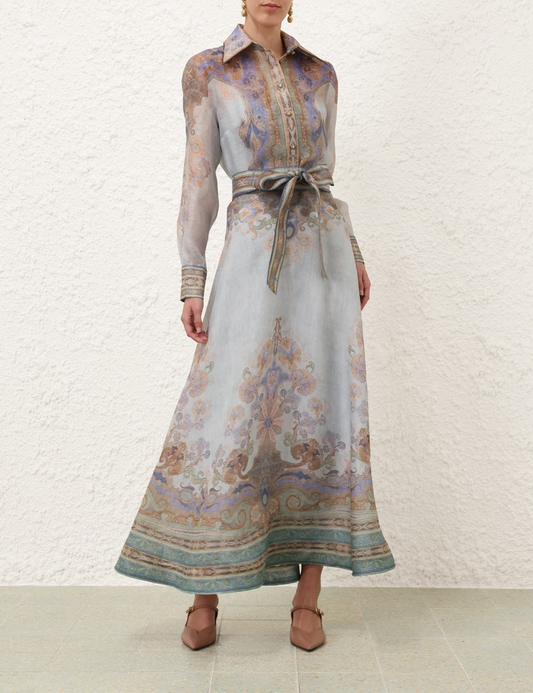Elegant Printed Lace-Up Two-Piece Set
