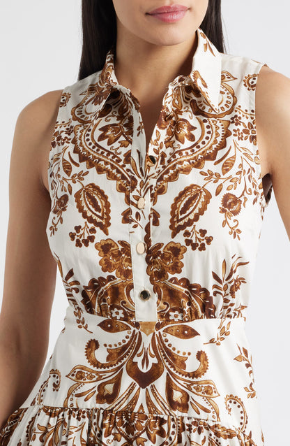 Print Sleeveless Maxi Shirtdress