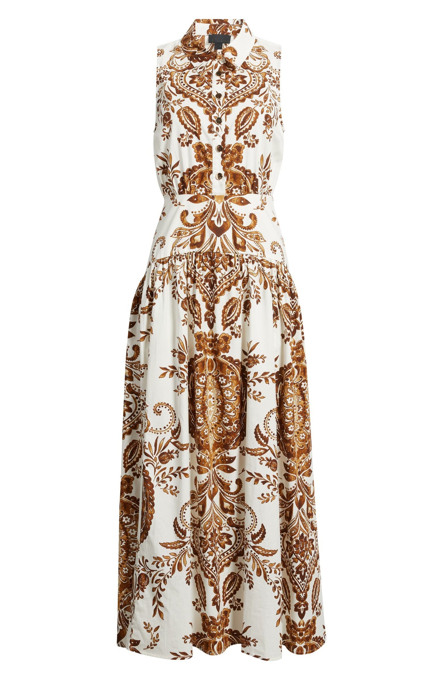 Print Sleeveless Maxi Shirtdress