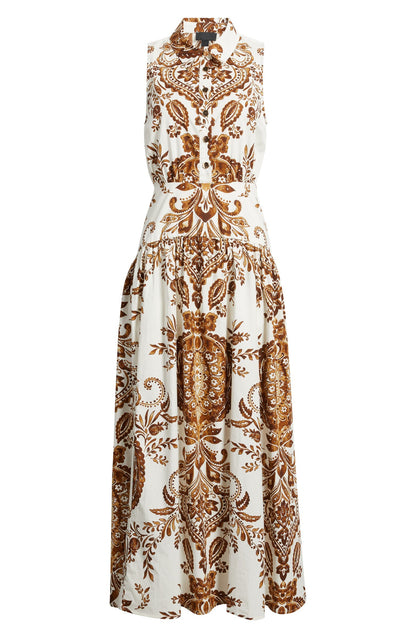 Print Sleeveless Maxi Shirtdress