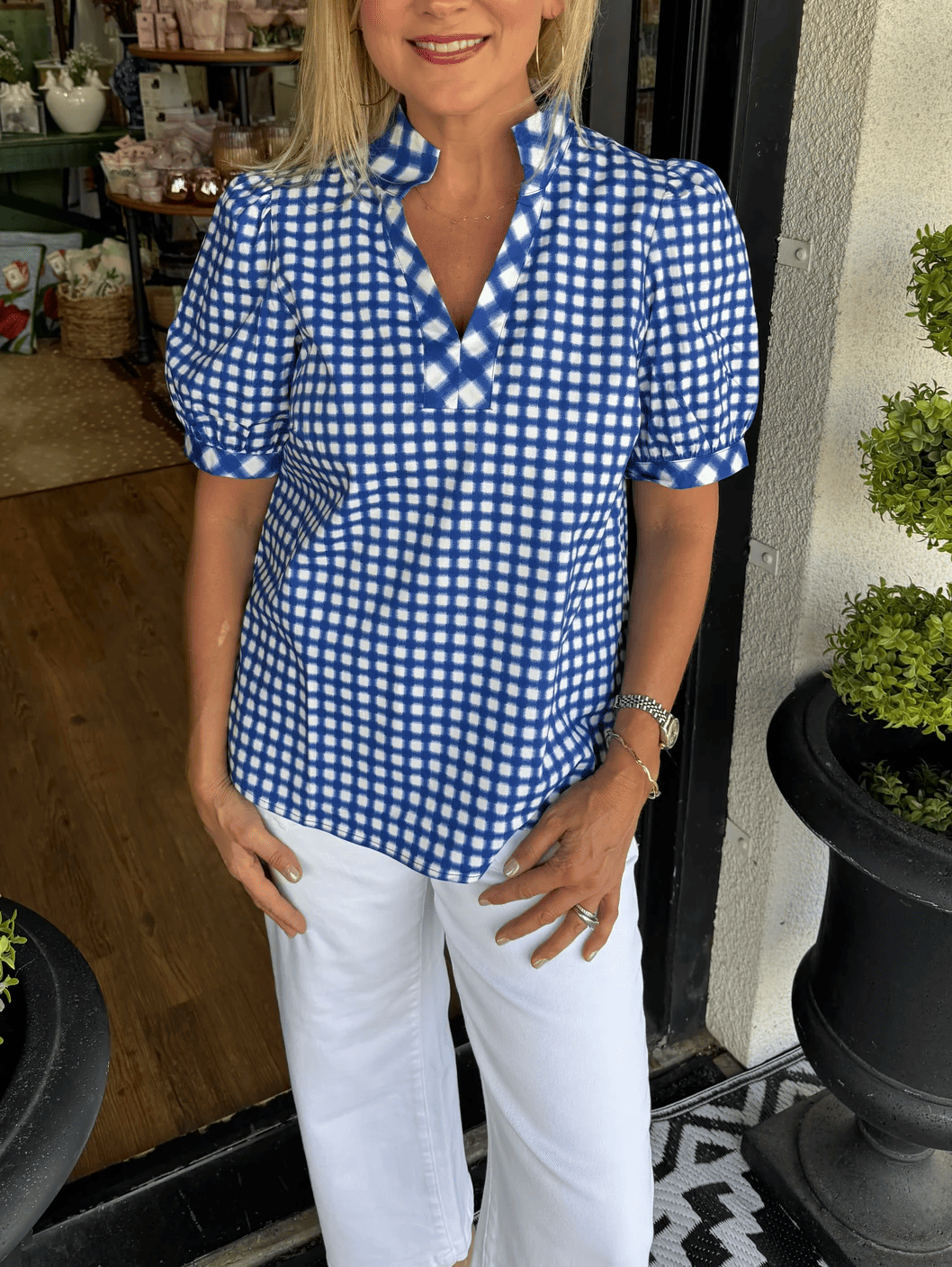 Square Tricia Gingham Mix Top
