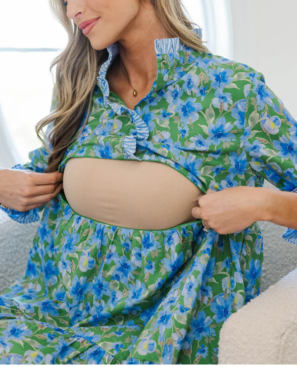 The Serenity Blue & Green Floral Dress