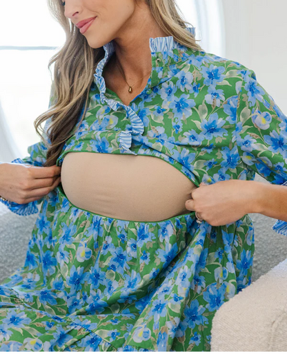 The Serenity Blue & Green Floral Dress