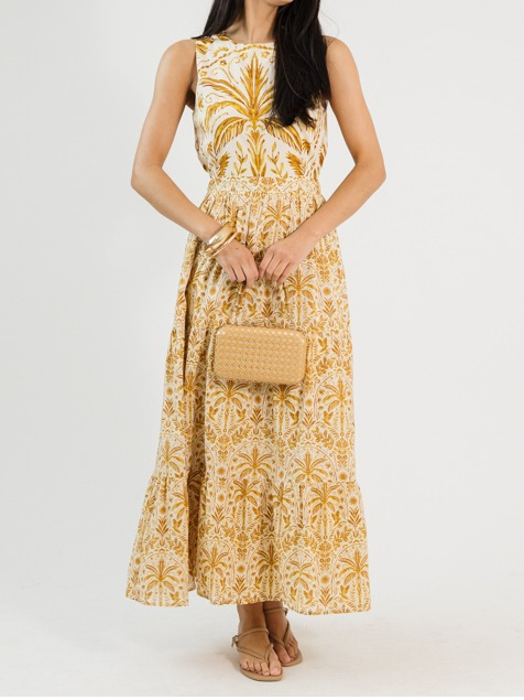 Carolina Maxi Dress, Cream/Brown
