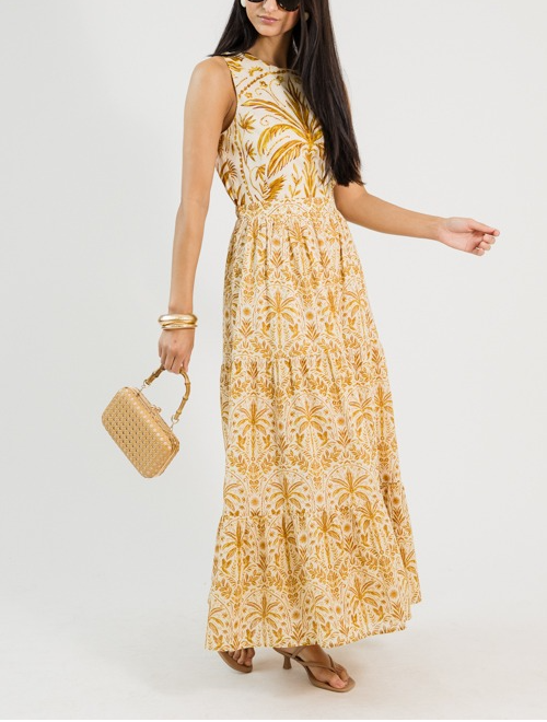 Carolina Maxi Dress, Cream/Brown