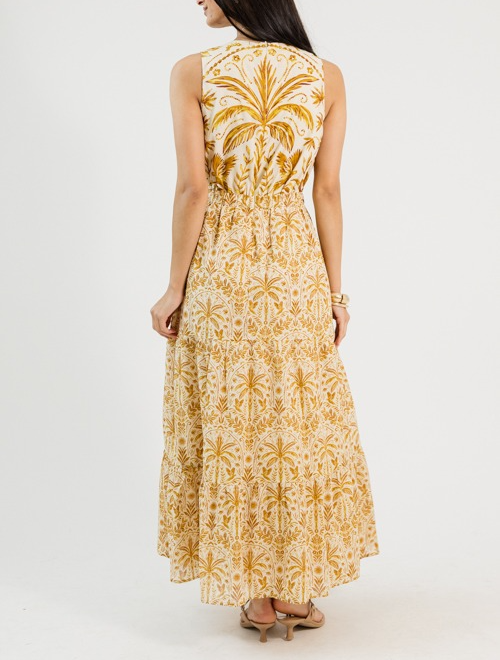 Carolina Maxi Dress, Cream/Brown