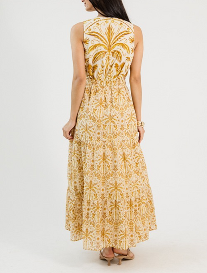 Carolina Maxi Dress, Cream/Brown
