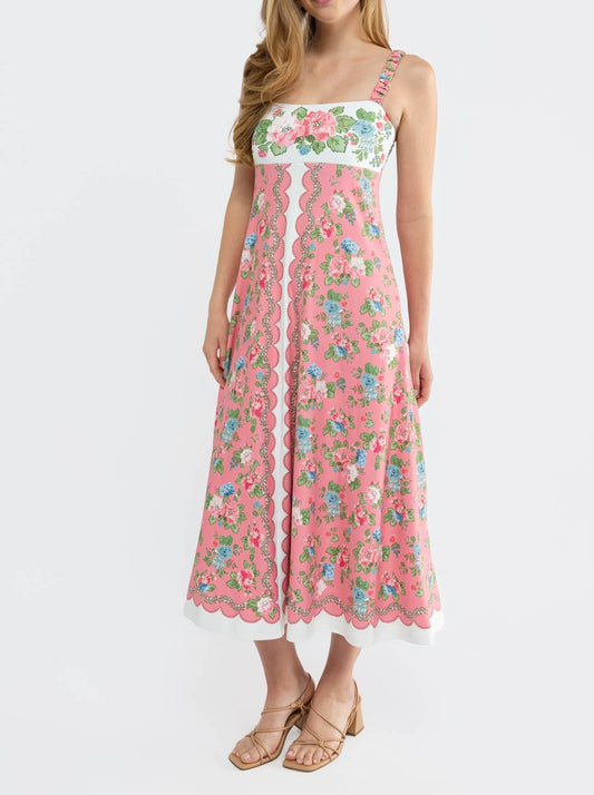 Pink Print Sleeveless Halter Dress