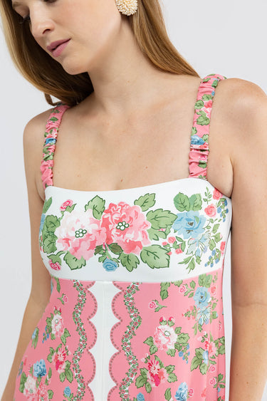Pink Print Sleeveless Halter Dress