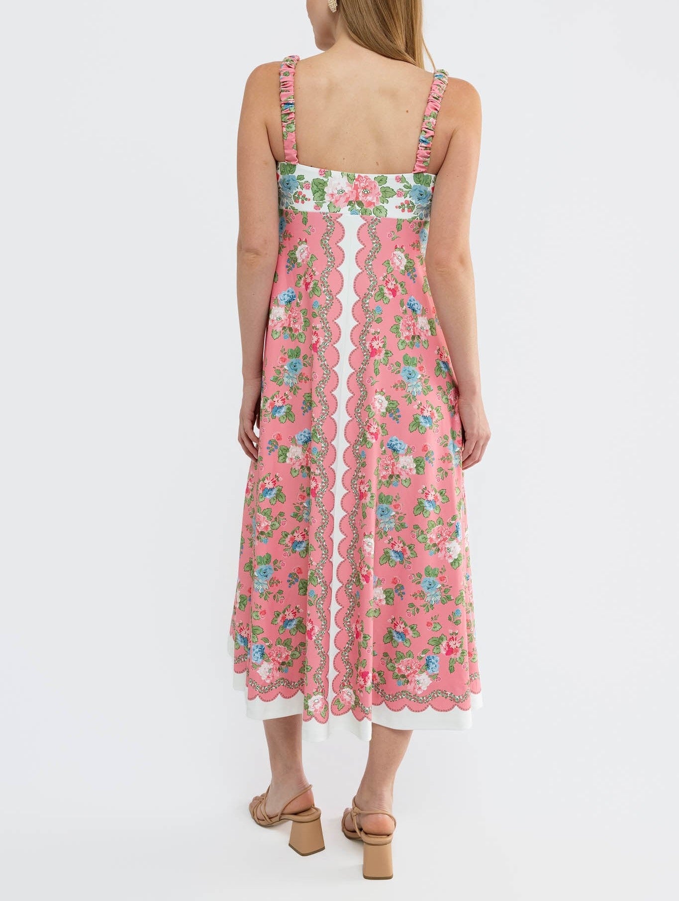 Pink Print Sleeveless Halter Dress