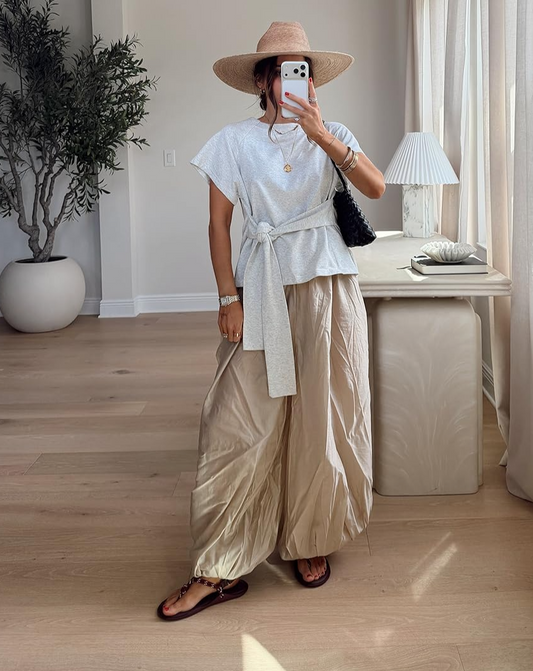 Summer Short Sleeves Tee+Ember Balloon Pants