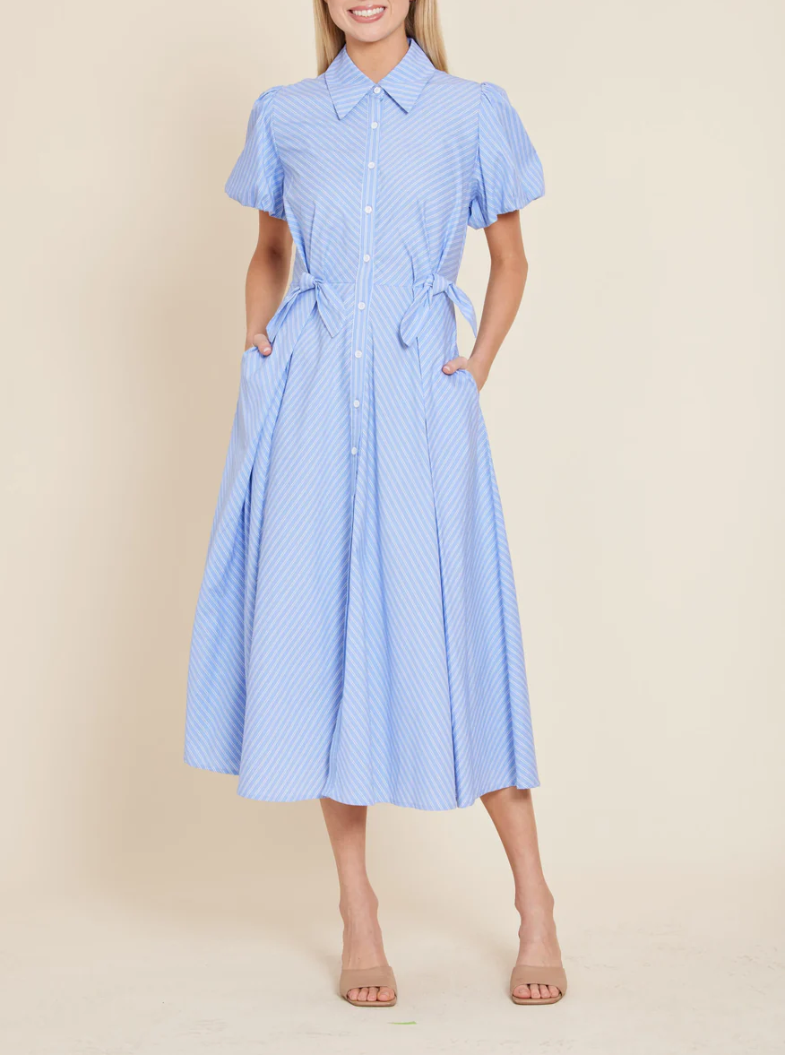 Double Waist Bow Midi Dress