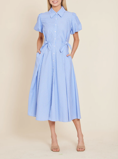 Double Waist Bow Midi Dress