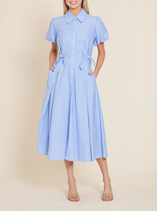 Double Waist Bow Midi Dress