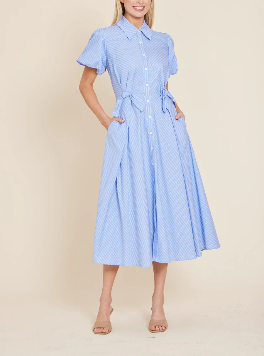 Double Waist Bow Midi Dress
