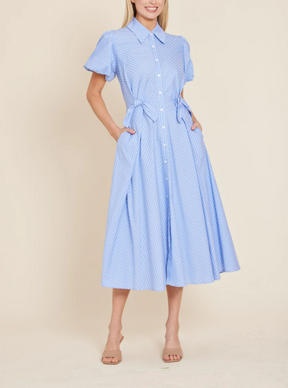 Double Waist Bow Midi Dress