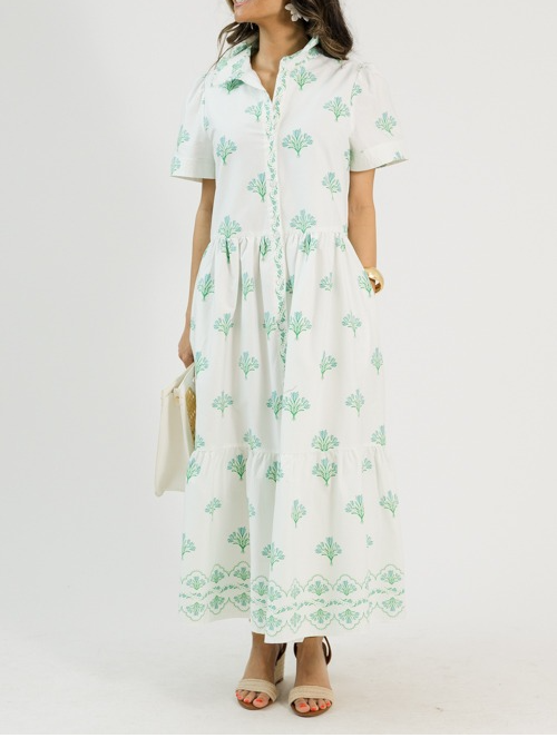 Cotton button-down floral maxi dress