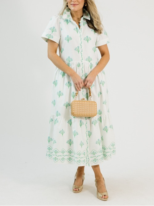 Cotton button-down floral maxi dress