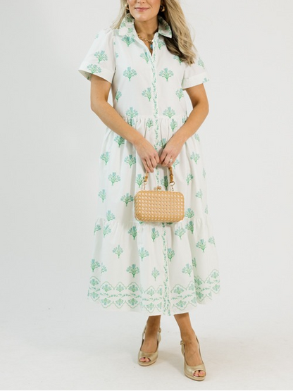 Cotton button-down floral maxi dress