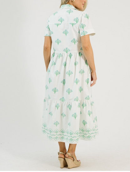 Cotton button-down floral maxi dress