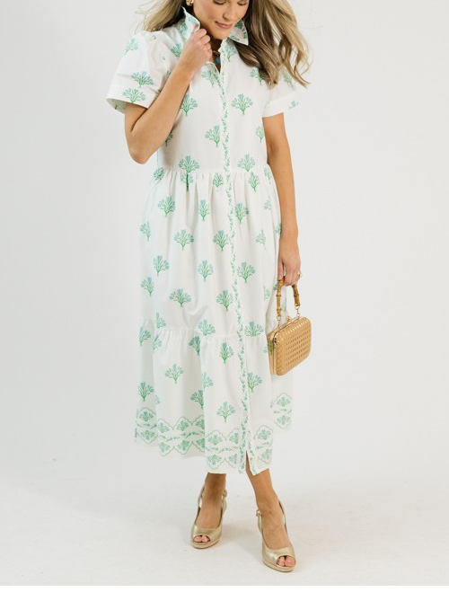 Cotton button-down floral maxi dress