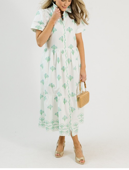 Cotton button-down floral maxi dress