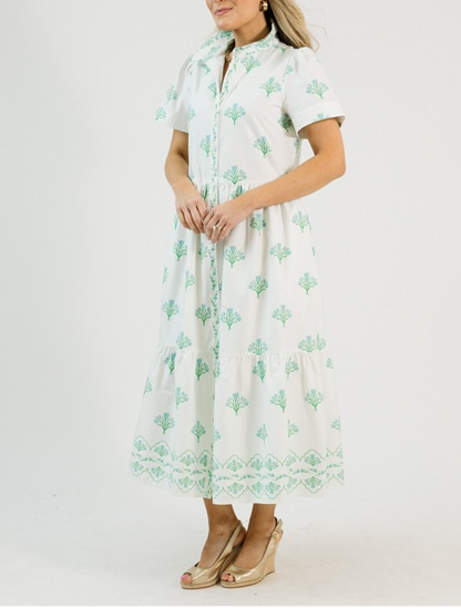 Cotton button-down floral maxi dress