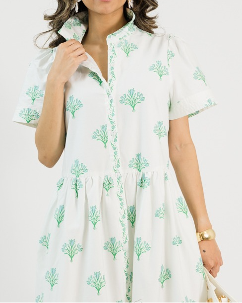 Cotton button-down floral maxi dress