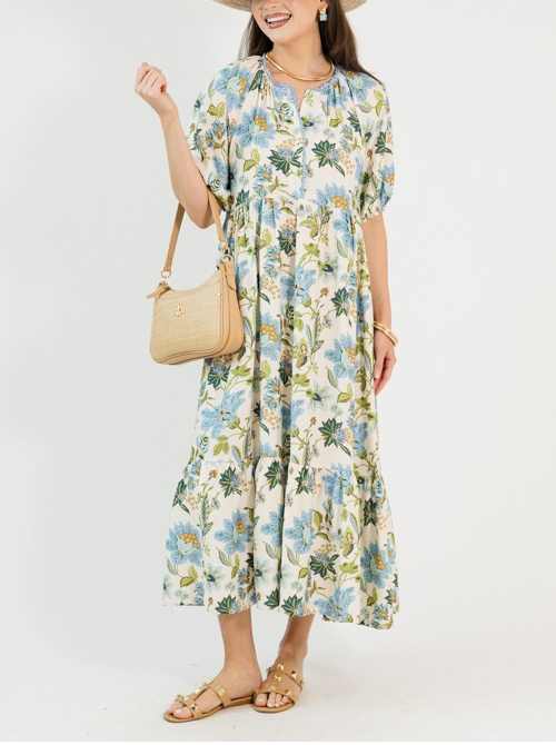 Floral Frenzy Blue Maxi Dress