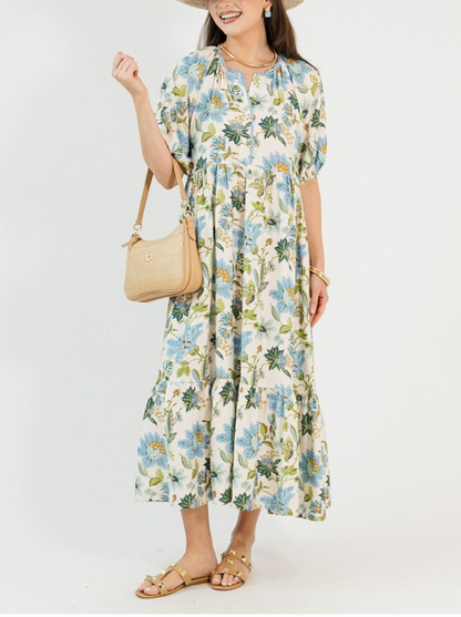 Floral Frenzy Blue Maxi Dress